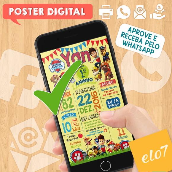 Arte Digital Chalkboard Aniversário Patrulha Canina