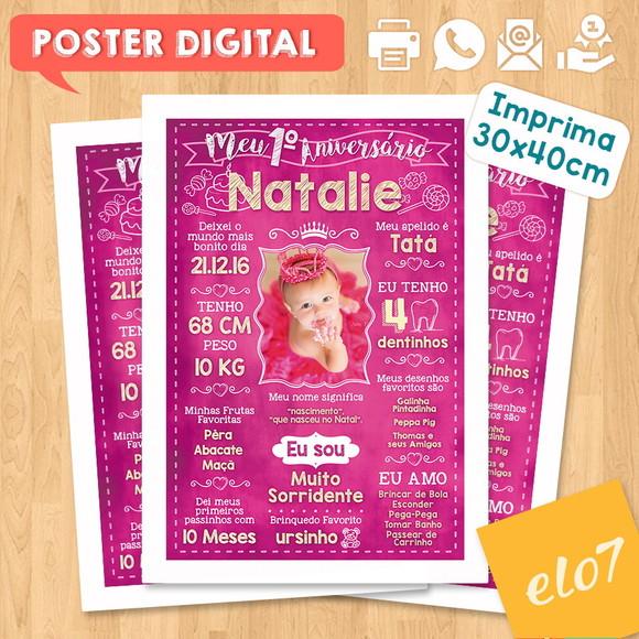 Arte Digital Chalkboard Aniversário Princesa Pink
