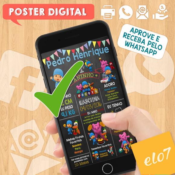 Arte Digital Chalkboard Aniversário Pocoyo