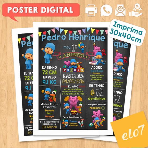 Arte Digital Chalkboard Aniversário Pocoyo