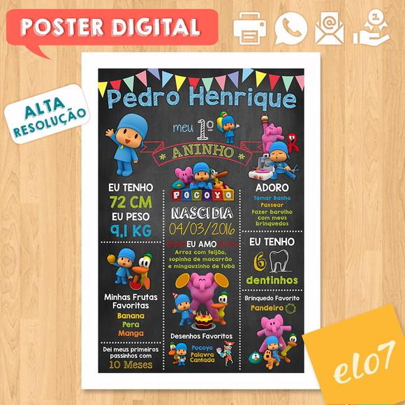 Arte Digital Chalkboard Aniversário Pocoyo