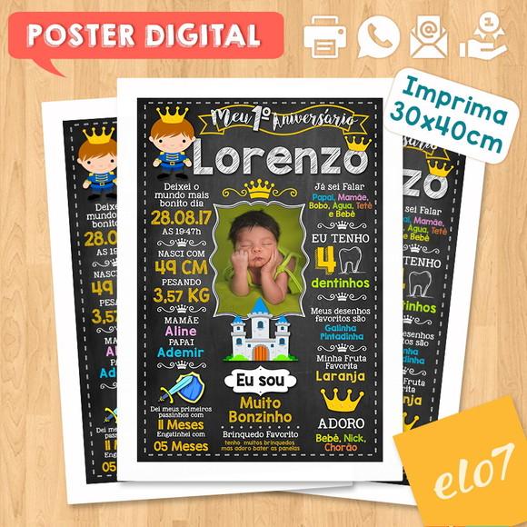 Arte Digital Chalkboard Aniversário Príncipe com Foto