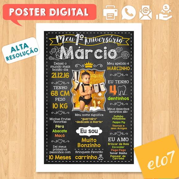Arte Digital Chalkboard Aniversário Príncipe com Foto