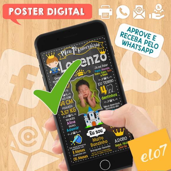 Arte Digital Chalkboard Aniversário Príncipe com Foto