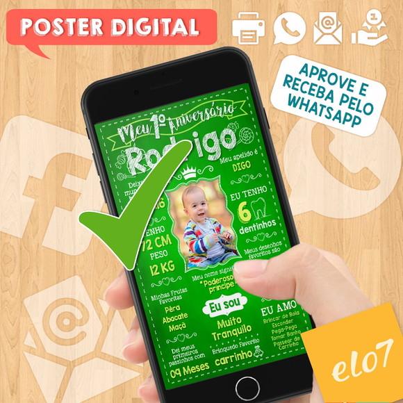 Arte Digital Chalkboard Aniversário Príncipe Verde