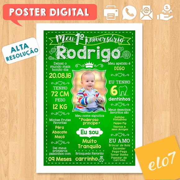 Arte Digital Chalkboard Aniversário Príncipe Verde