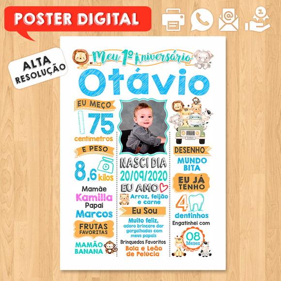 Arte Digital Chalkboard Aniversário Safari Zoológico