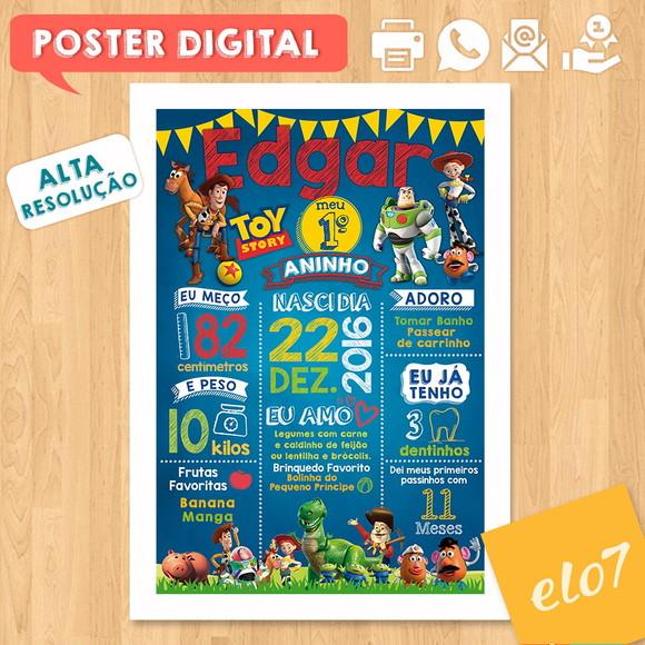 Arte Digital Chalkboard Aniversário Toy Story Azul