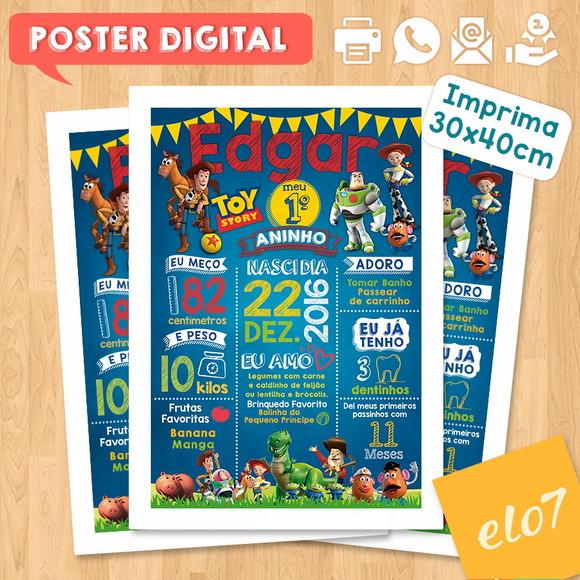 Arte Digital Chalkboard Aniversário Toy Story Azul