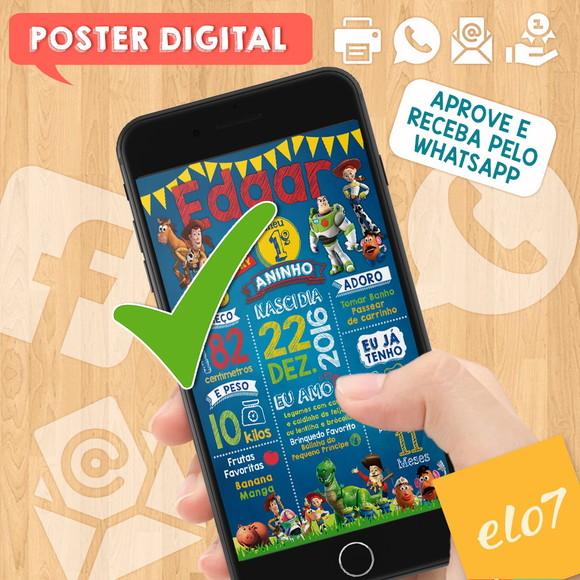Arte Digital Chalkboard Aniversário Toy Story Azul