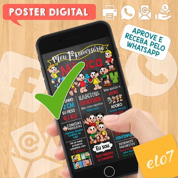 Arte Digital Chalkboard Aniversário Turma da Mônica