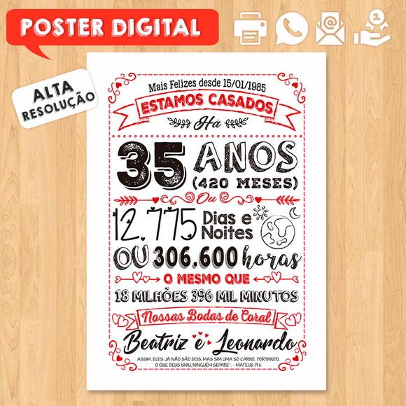 Arte Digital Chalkboard Bodas Casamento Coral 30 Anos