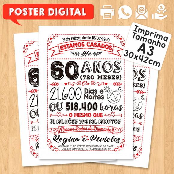 Arte Digital Chalkboard Bodas Casamento Diamante 60 Anos