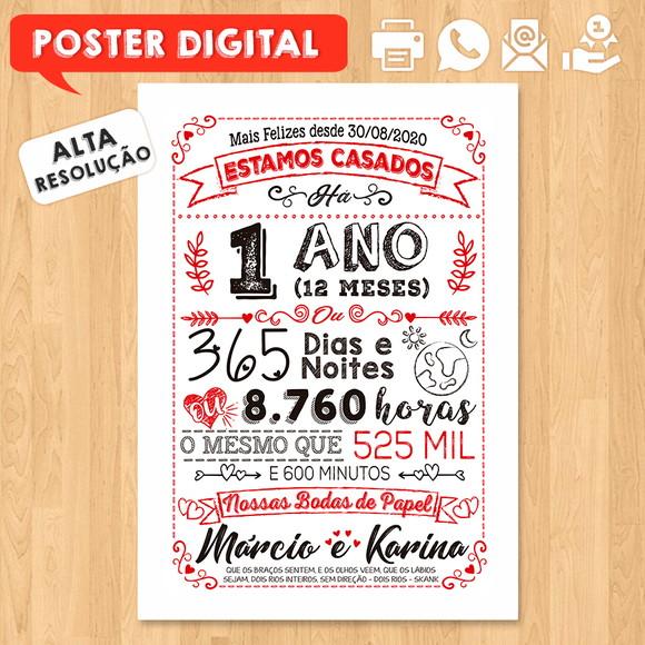 Arte Digital Chalkboard Bodas Papel 01 Ano