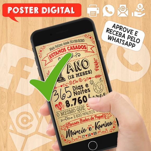 Arte Digital Chalkboard Bodas Papel 01 Ano A3 30x40cm