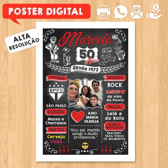 Arte Digital Chalkboard Poster Aniversário 50 Anos