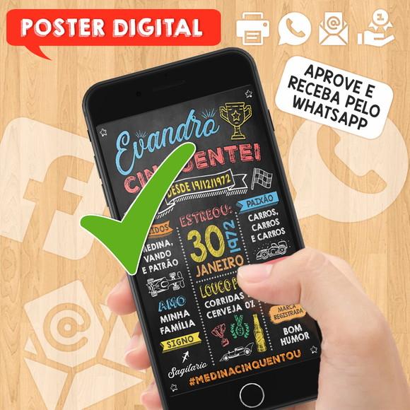 Arte Digital Chalkboard Poster Aniversário 50 Anos