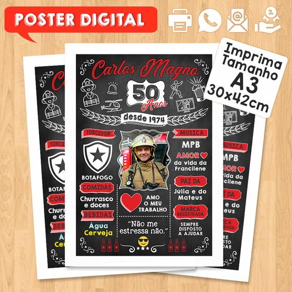 Arte Digital Chalkboard Poster Aniversário 50 Anos