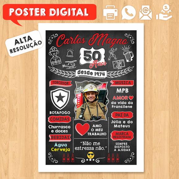 Arte Digital Chalkboard Poster Aniversário 50 Anos
