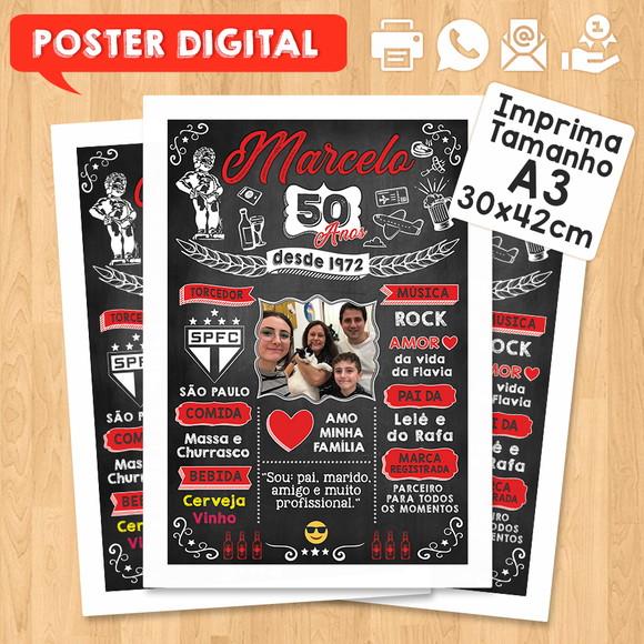 Arte Digital Chalkboard Poster Aniversário 50 Anos