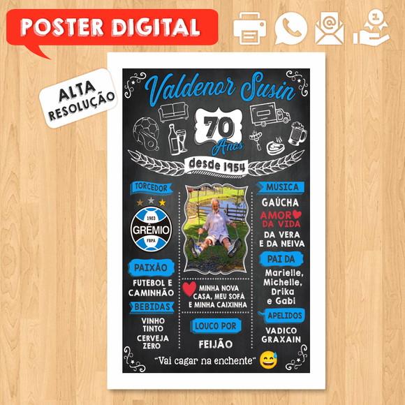 Arte Digital Chalkboard Poster Aniversário 70 Anos
