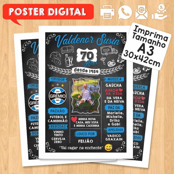 Arte Digital Chalkboard Poster Aniversário 70 Anos