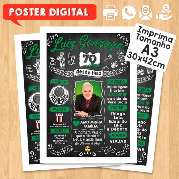 Arte Digital Chalkboard Poster Aniversário 70 Anos