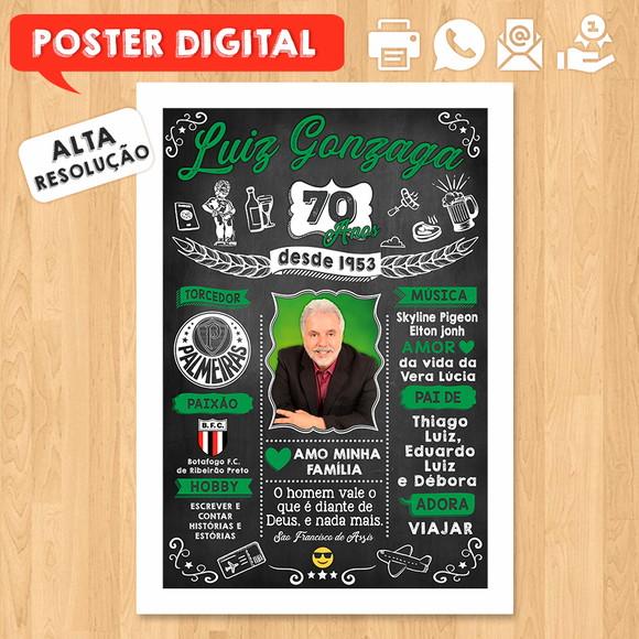Arte Digital Chalkboard Poster Aniversário 70 Anos