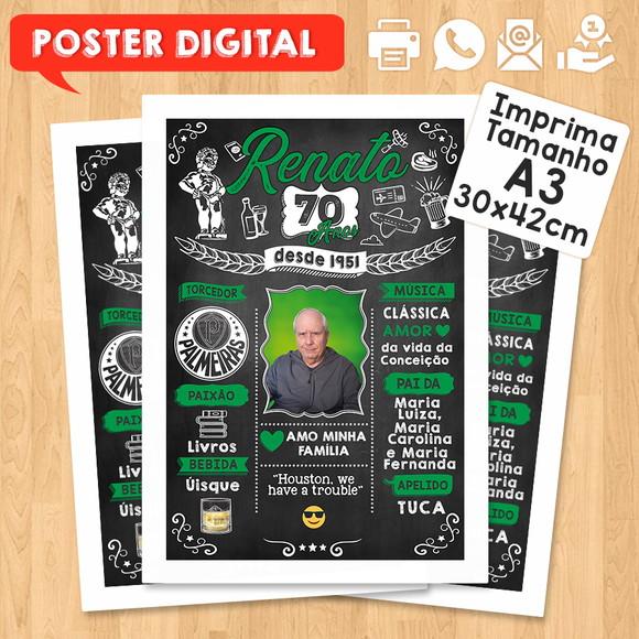 Arte Digital Chalkboard Poster Aniversário 70 Anos