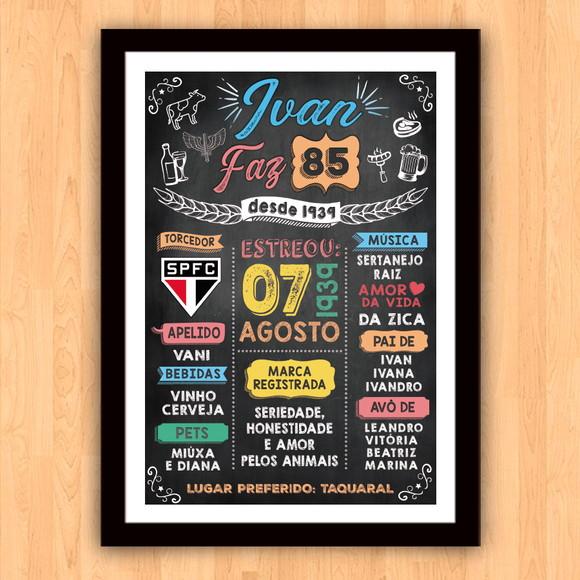 Arte Digital Chalkboard Poster Aniversário 80 Anos