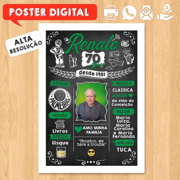 Arte Digital Chalkboard Poster Aniversário 70 Anos
