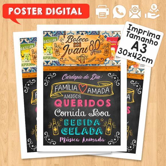 Arte Digital Chalkboard Poster Aniversário 80 Anos