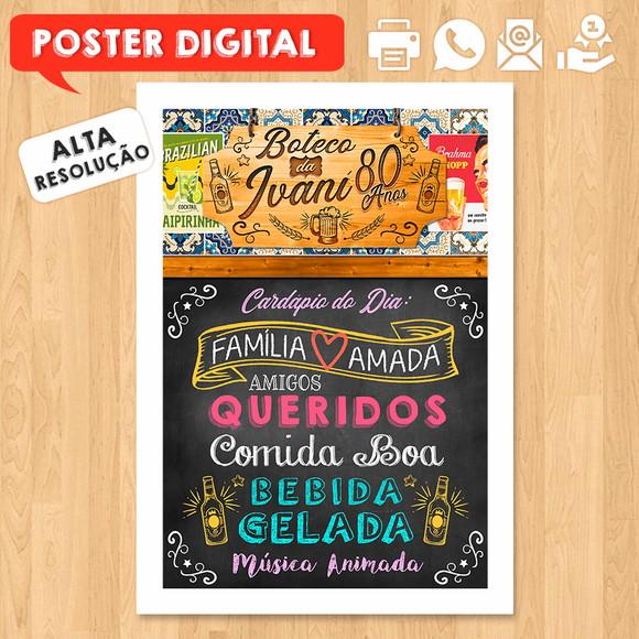 Arte Digital Chalkboard Poster Aniversário 80 Anos
