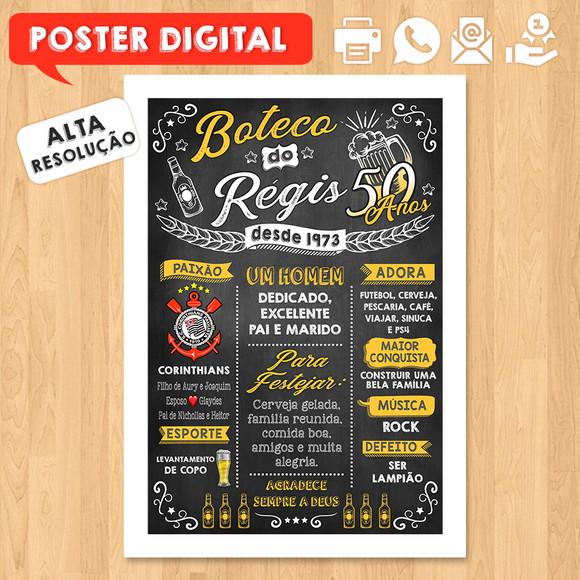 Arte Digital Chalkboard Poster Aniversário Boteco 50 Anos