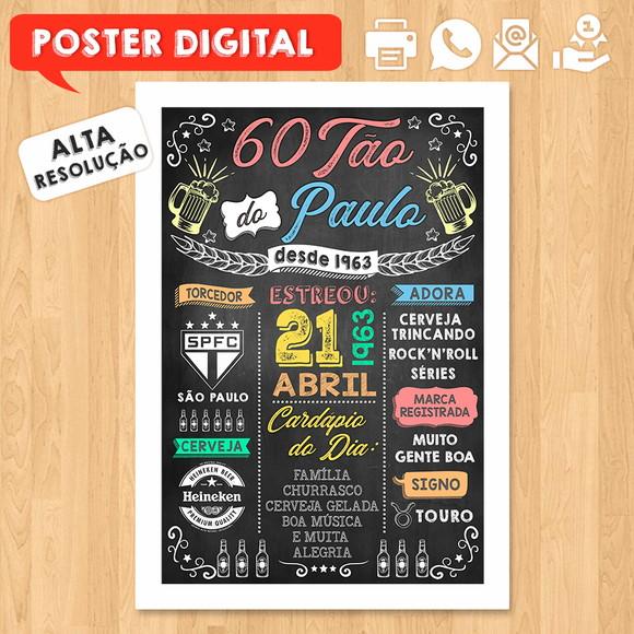 Arte Digital Chalkboard Poster Aniversário Boteco 60tão