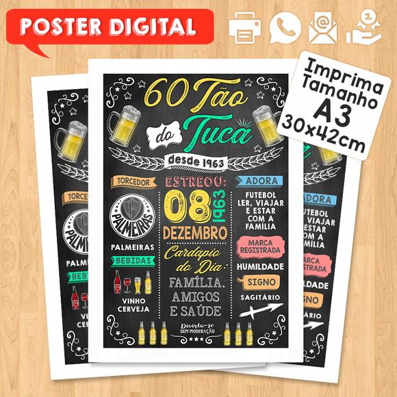 Arte Digital Chalkboard Poster Aniversário Boteco 60tão