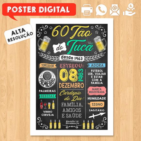 Arte Digital Chalkboard Poster Aniversário Boteco 60tão