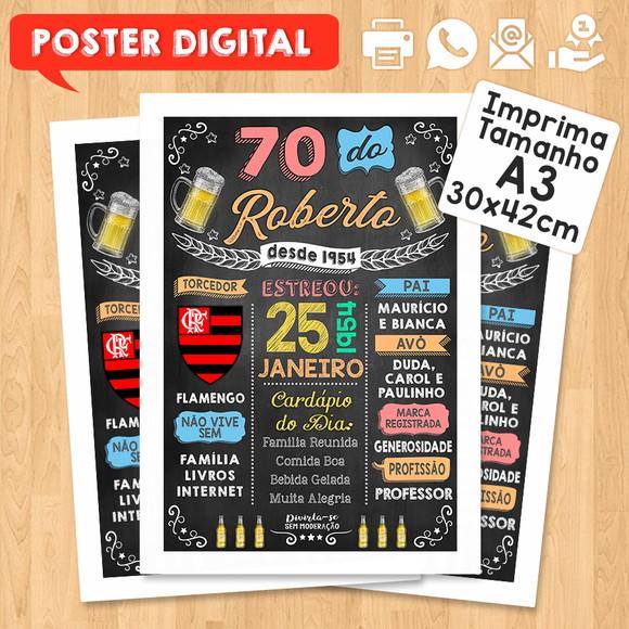 Arte Digital Chalkboard Poster Aniversário Boteco 70 Anos