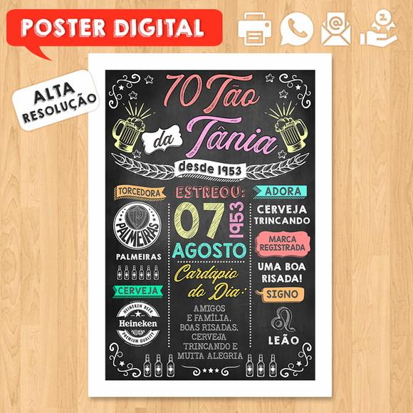 Arte Digital Chalkboard Poster Aniversário Boteco 70tão