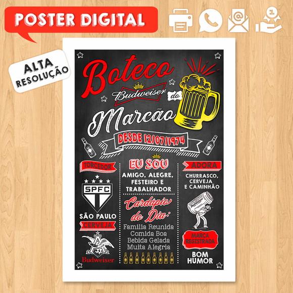 Arte Digital Chalkboard Poster Aniversário Boteco Bud
