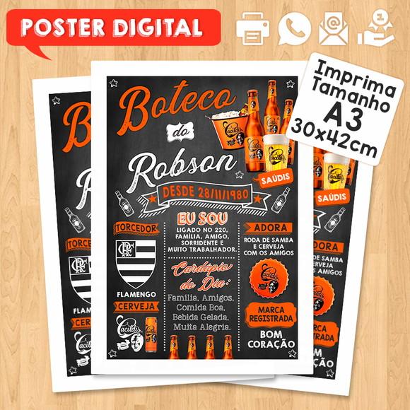 Arte Digital Chalkboard Poster Aniversário Boteco Cacildis