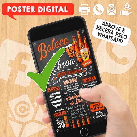 Arte Digital Chalkboard Poster Aniversário Boteco Cacildis