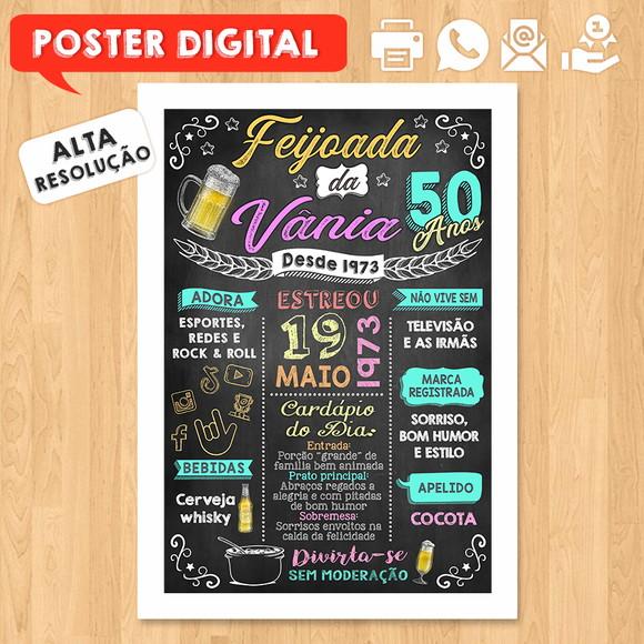 Arte Digital Chalkboard Poster Aniversário Feijoada da Vânia