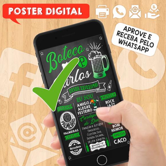 Arte Digital Chalkboard Poster Aniversário Festa no Boteco