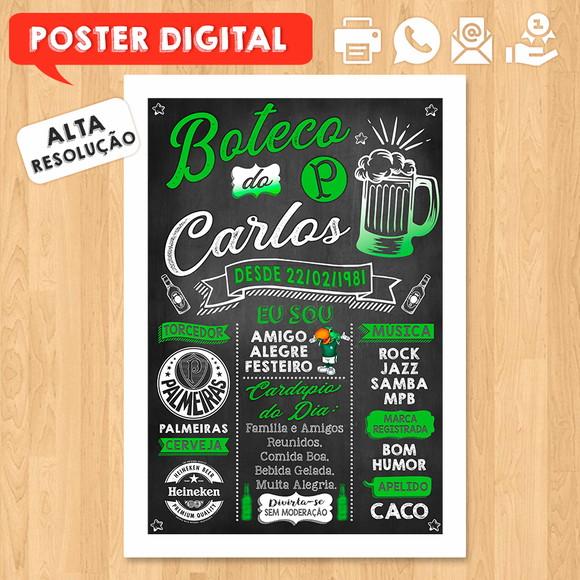 Arte Digital Chalkboard Poster Aniversário Festa no Boteco
