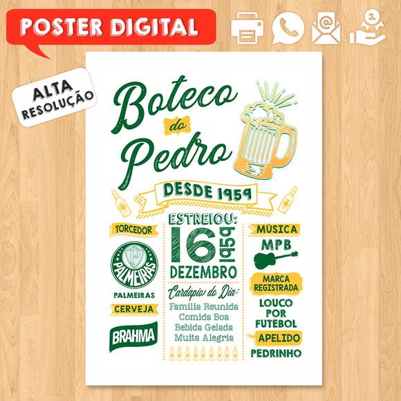 Arte Digital Chalkboard Poster Aniversário Festa no Boteco