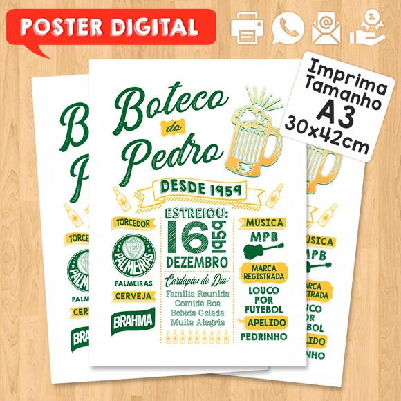 Arte Digital Chalkboard Poster Aniversário Festa no Boteco