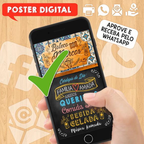 Arte Digital Chalkboard Poster Aniversário Festa no Boteco