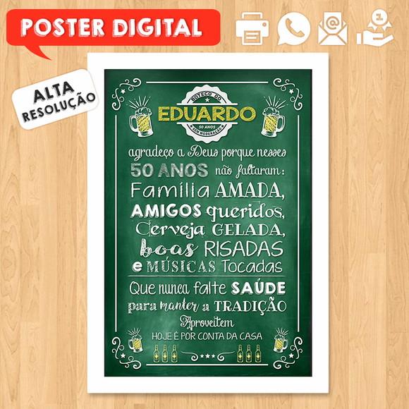 Arte Digital Chalkboard Poster Aniversário Festa no Boteco