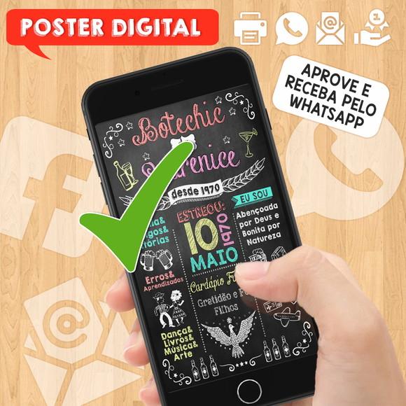 Arte Digital Chalkboard Poster Aniversário Festa no Boteco
